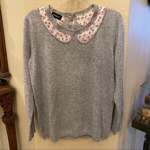 KOOKAI Women Gray Collar Design Sweater Size 3 (M/L)